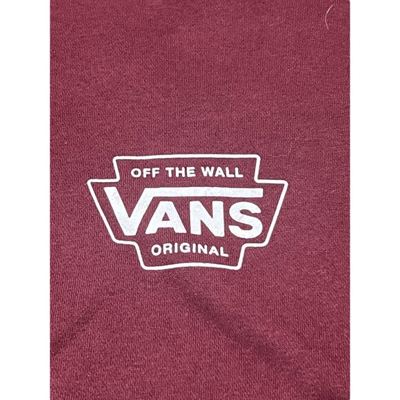 Vans Off the Wall Hoodie Kangaroo Pocket Front Back Graphic Maroon Burgundy Sz M - Picture 2 of 5